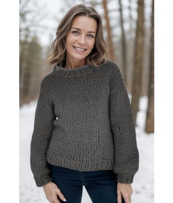 Mørkegrå Scarlett sweater - Strikkia 2024-041-315