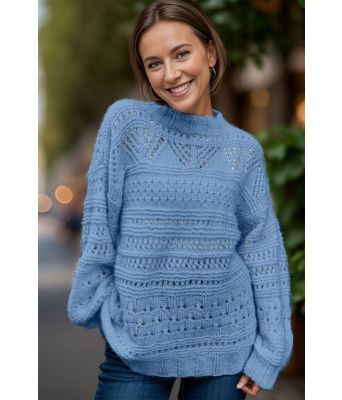 Blå Whispering breeze genser - Strikkia 2024-044-323