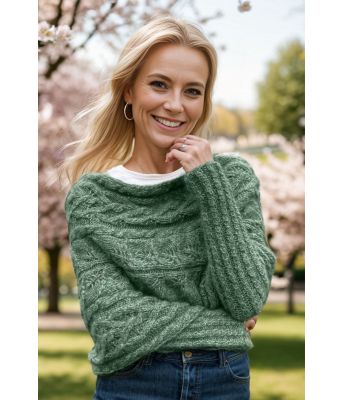 Jadegrønt Leafy sweater scarf - Strikkia 2024-052-336