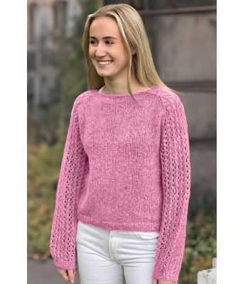 Rosa Perlepuffgenser - Strikkose 001-361