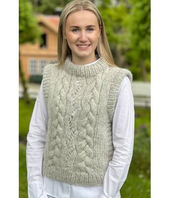 Perlegrå Blix vest - Strikkose 002-312B