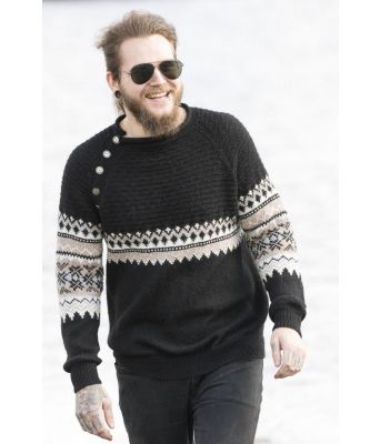 Svart Fryd strikketgenser til mann - Viking 1709-10B