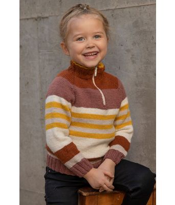 Terkla stripete strikkegenser med glidelås i halsen - Viking 1825-06