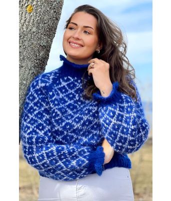 Kongeblå Diamande jumper - TinaAStrikk TA001-525