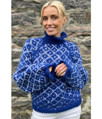 Blå Diamande jumper - TinaAStrikk TA001-525B