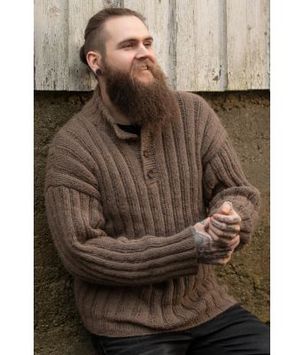 Trygg strikkegenser med knapper i halsen til herre - Viking 2107-09