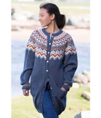 Vang lang strikkejakke til dame - Viking 1708-15