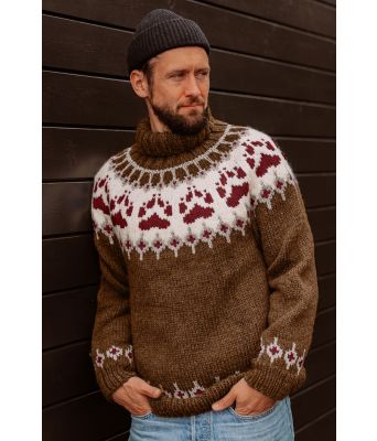 Kobberbrun villmarksgenser med roserøde poter - Linka Neumann design VGHG0024