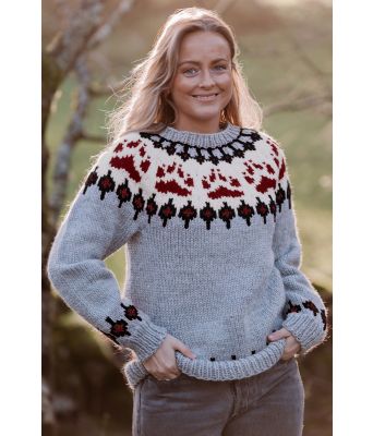 Grå villmarksgenser med roserøde poter - Linka Neumann design VGHG0026