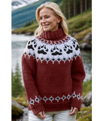 Roserød villmarksgenser med svart mønster - Linka Neumann design VGHG0057