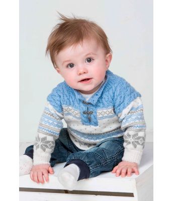Blå strikkegenser til babygutt - Viking 1305-23