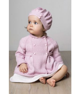 Livia rosa babykåpe med babylue til jente - Viking 1608-02a