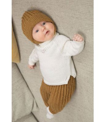 Sofus strikket bukse til baby med lue og Simba genser - Viking 1802-12