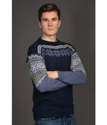 Marineblå setesdalsgenser med blått mønster Team Ingebrigtsen - Viking 1904-4 Jo