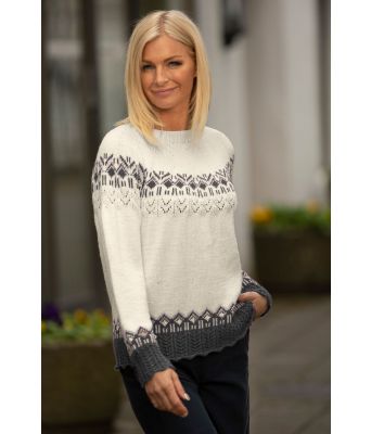 Naturhvit Linn genser - Viking 1917-09D