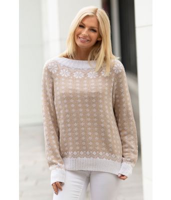 Lydia genser Beige / Hvit - Viking 1917-4
