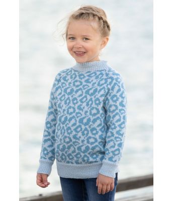 Leopard mønsterete strikkegenser blå - Viking 1918-09B