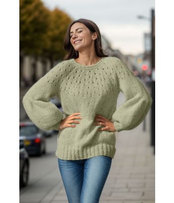 Mosegrønn Smil genser - Viking 1923-8-334