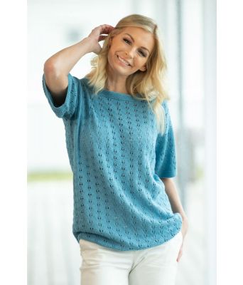 Janny blå turkis strikkegenser Kathrine Sørland - Viking 2011-10