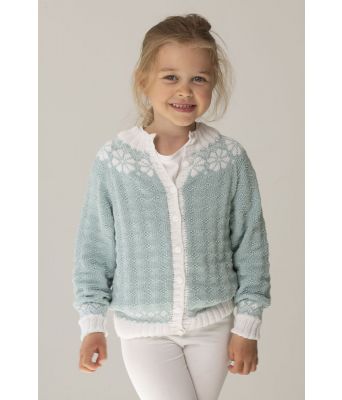 Lys turkis Lydia strikkejakke til jente - Viking 2015-03a