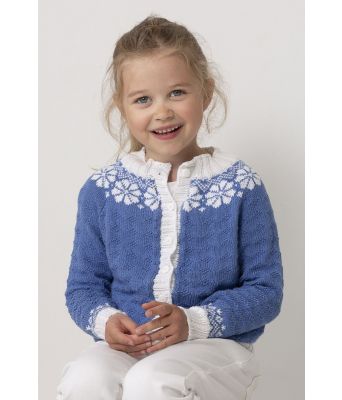 Blå Lydia strikket jakke til jente - Viking 2015-03b