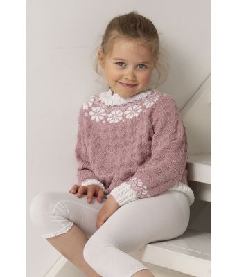 Rosa Lydia strikkegenser til jente - Viking 2015-04b