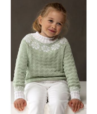 Lys grønn Lydia strikket genser til jente - Viking 2015-04a