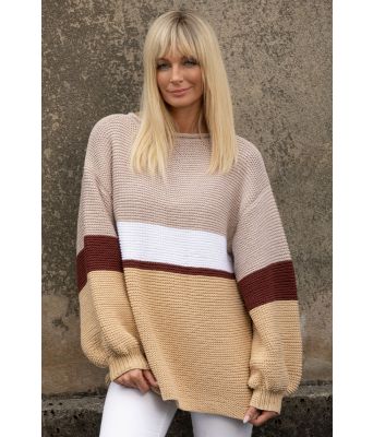 Kanel stripete strikkegenser fra Kathrine Sørland - Viking 2023-2