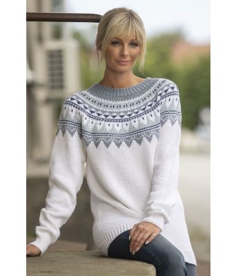 Hvit Pibbar strikkegenser i bomull - Viking 2024-4