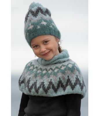 Kathrine strikket hals og strikkelue til barn - Viking 2034-1