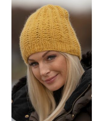 Gul Sørland varm strikkelue - Viking 2034-6b