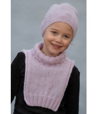 Ross rosa strikket hals og lue til barn - Viking 2034-09