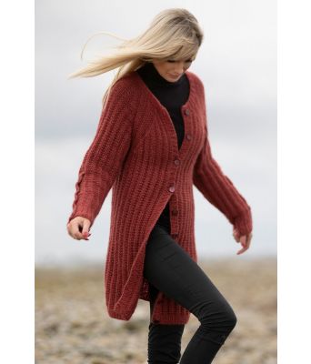 Sørland lang strikkejakke - Viking 2035-06