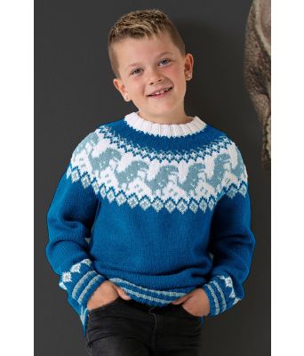 Mørkeblå dinosaurgenser med blått mønster - Viking 2131-06-525