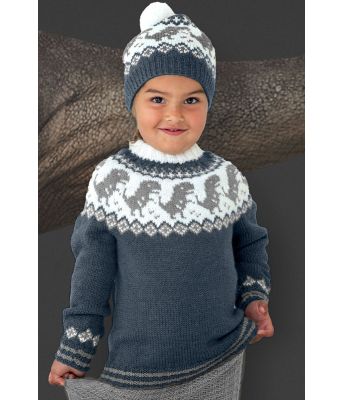 Jeansblå dinosaurgenser med grått mønster - Viking 2131-06-527