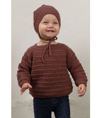Rødbrun Skøye strikkejakke til barn (gutt/jente) - Viking 2204-01A