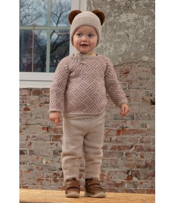 Poppe strikkegenser, bukse og lue til barn - Viking 2204-08A