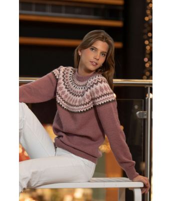 Gammelrosa Maridal genser med rundfelling - Viking 2207-5B