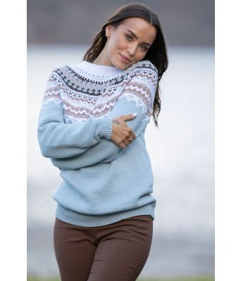 Kaspers strikkegenser med rundfelling (bomullsgarn) - Viking 2209-09