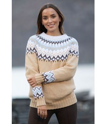 Ingefær strikkegenser i bomull med rundfelling - Viking 2209-11