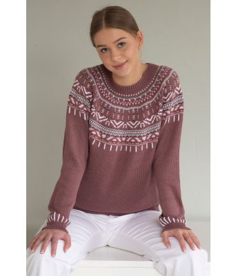 Pocahontas strikkegenser med rundfelling - Viking 2216-03