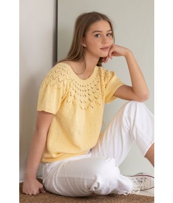 Gul Suvi topp med blandmønster - Viking 2216-10