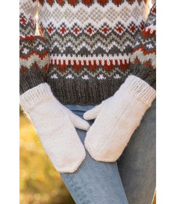 Hvite votter i tykt ullgarn - Viking 2301-03B