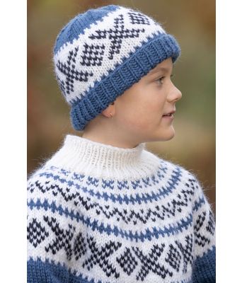 Blå Miranda lue i tykk ull til barn - Viking 2302-10A