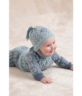 Ellinor lyseblått sett med genser bukse og lue - Viking 2304-03B