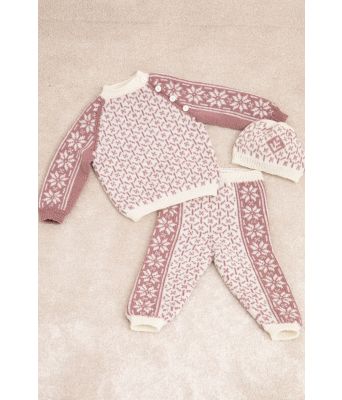 Gammelrosa Ellinor genser bukse og lue - Viking 2304-03D