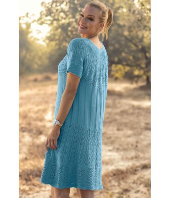 Blå Moment strikket kjole - Viking 2320-5-423