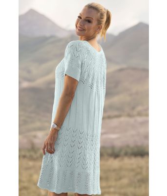 Moment strikket kjole i lys petrol - Viking 2320-5-426