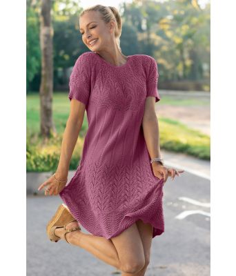 Moment strikket kjole i lys burgunder - Viking 2320-5-462