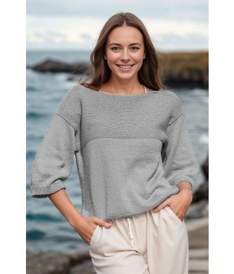 Lysegrå Praia topp med halvkorte ermer - Viking 2321-2-513